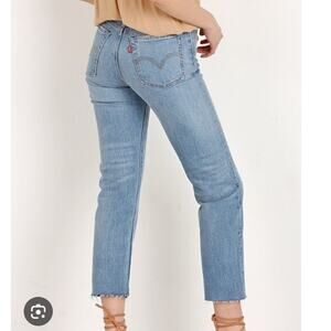 Levis wedgie straight leg jeans high rise medium wash crop